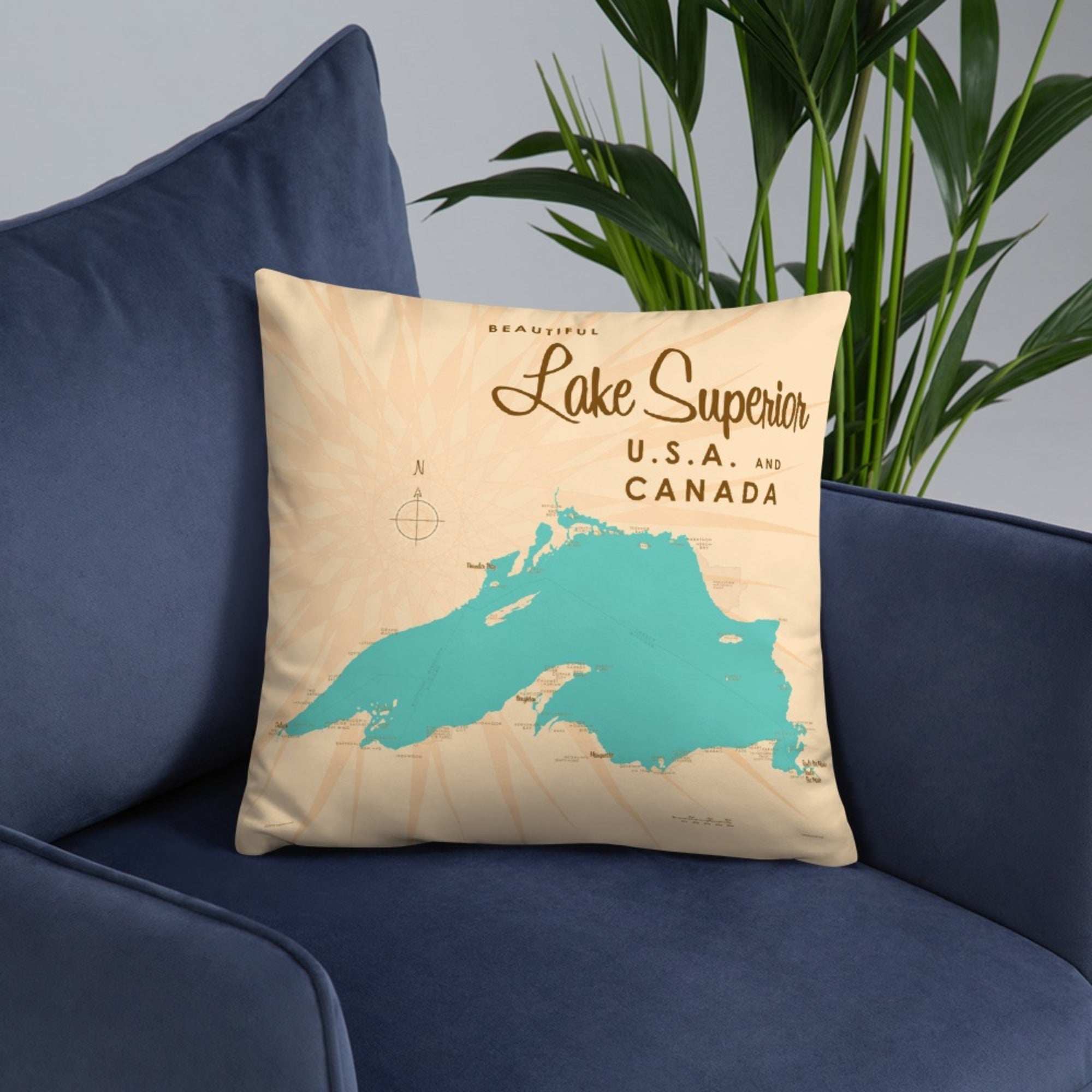 Lake Superior USA Canada Pillow