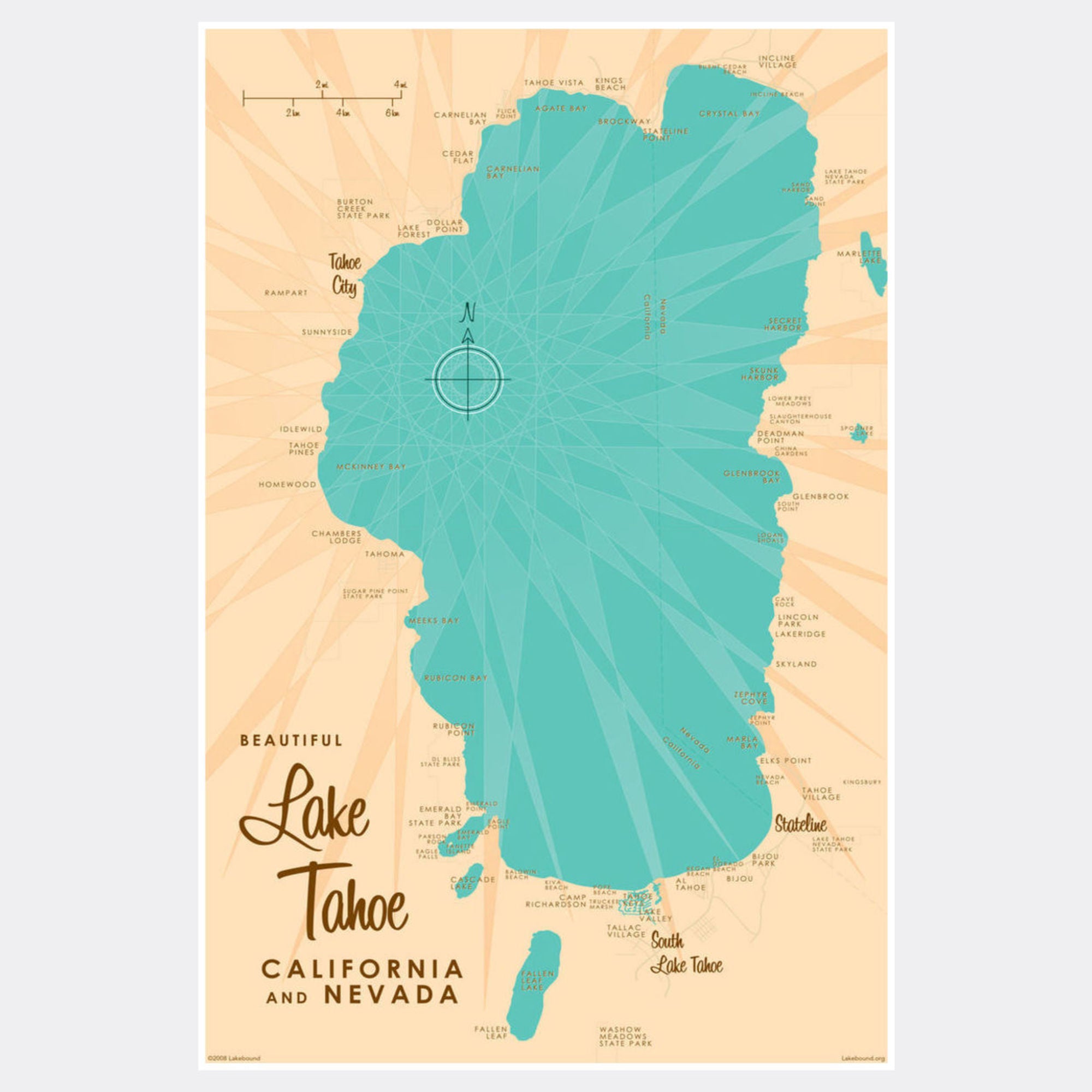 Lake Tahoe CA Nevada, Paper Print
