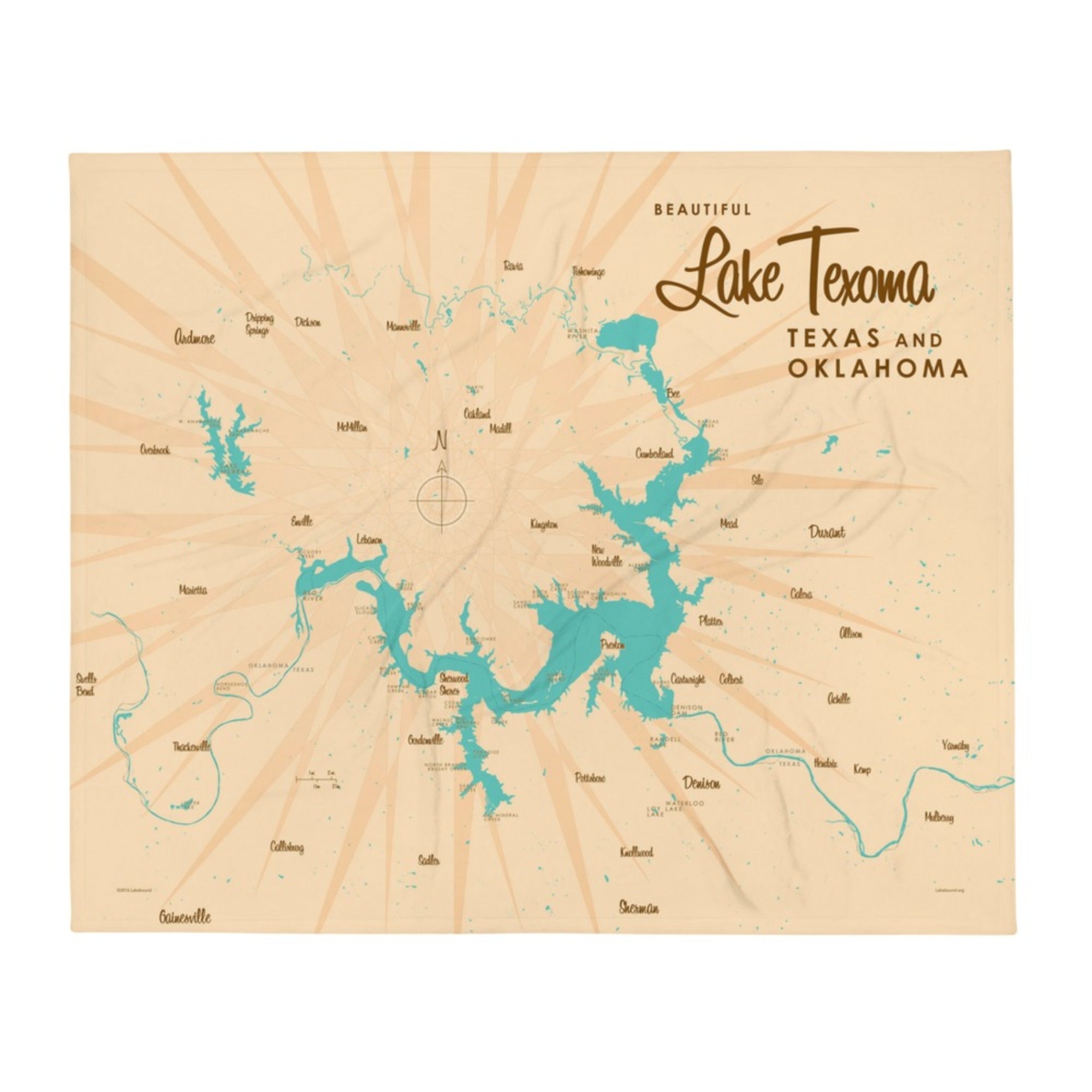 Lake Texoma Texas Oklahoma Throw Blanket