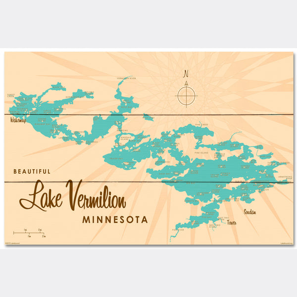 Lake Vermilion Minnesota, Wood Sign Map Art