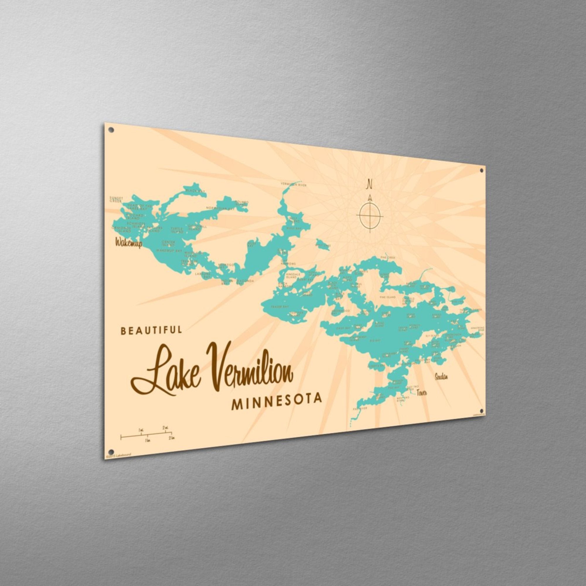 Lake Vermilion Minnesota, Metal Sign Map Art