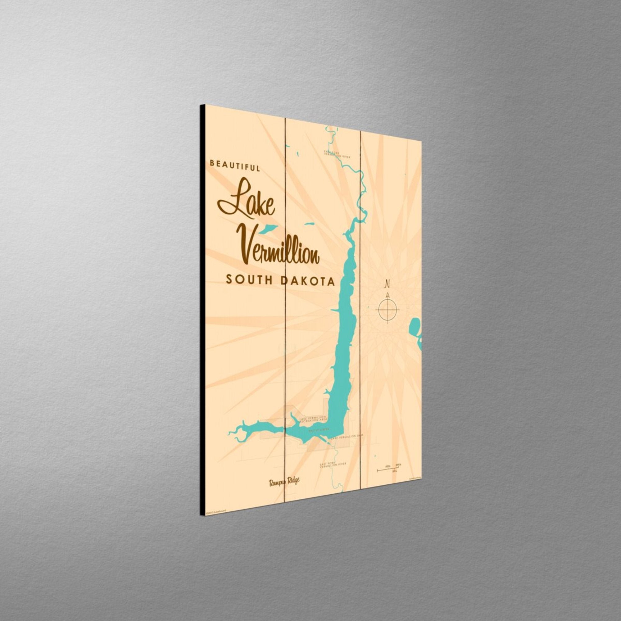 Lake Vermillion South Dakota, Wood Sign Map Art