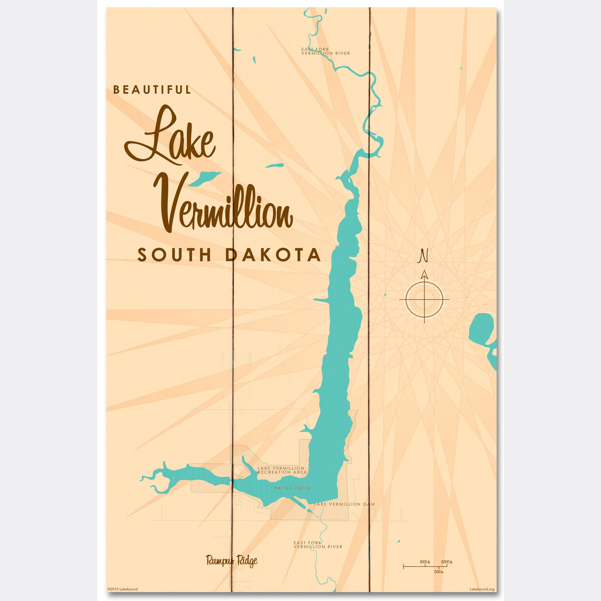 Lake Vermillion South Dakota, Wood Sign Map Art