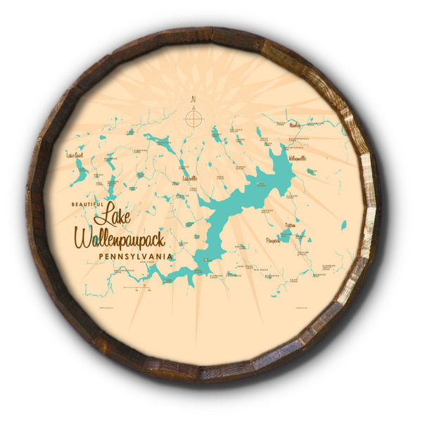 Lake Wallenpaupack Pennsylvania, Barrel End Map Art