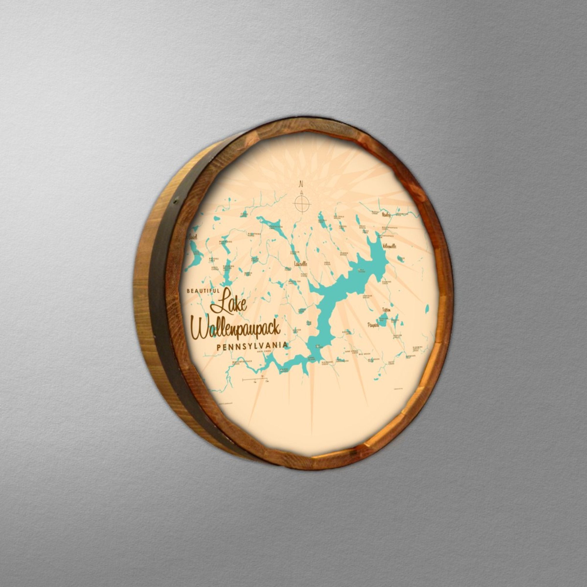 Lake Wallenpaupack Pennsylvania, Barrel End Map Art