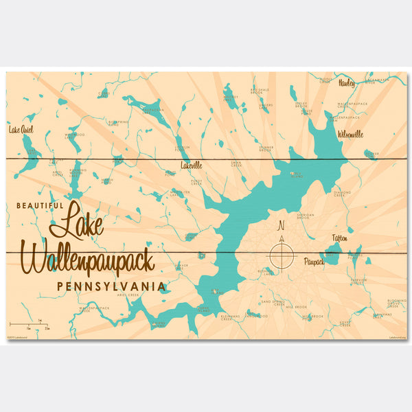 Lake Wallenpaupack Pennsylvania, Wood Sign Map Art