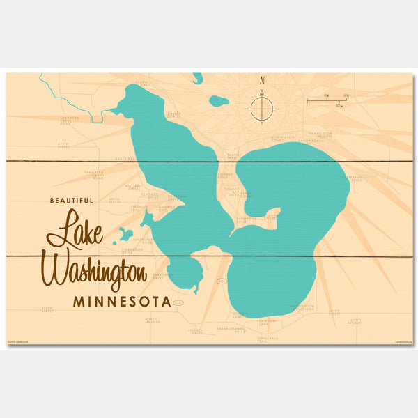 Lake Washington Minnesota, Wood Sign Map Art