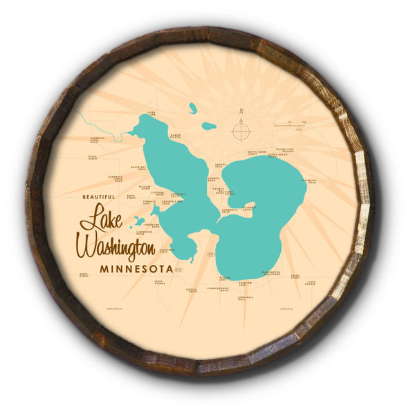 Lake Washington Minnesota, Barrel End Map Art