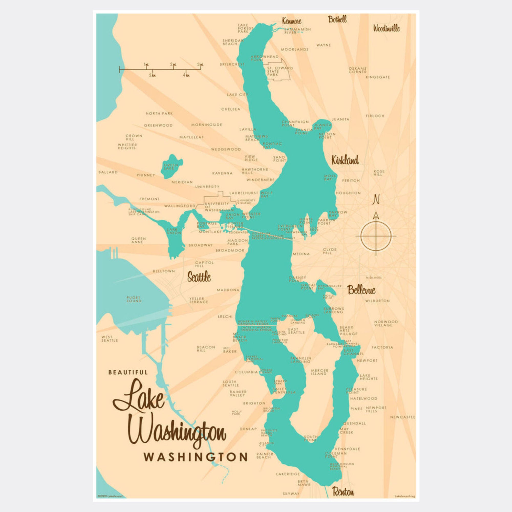 Lake Washington Washington, Paper Print