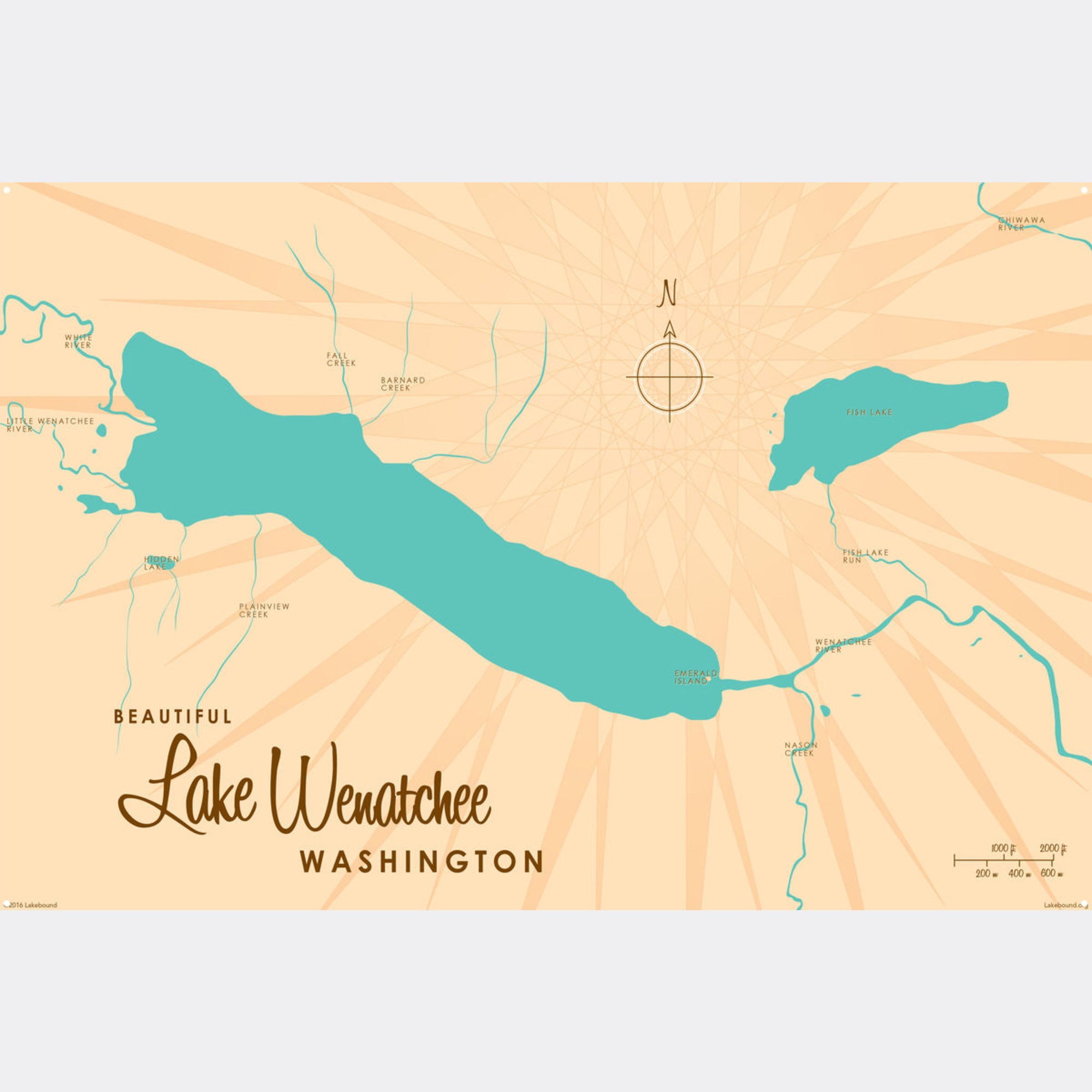 Lake Wenatchee Washington, Metal Sign Map Art