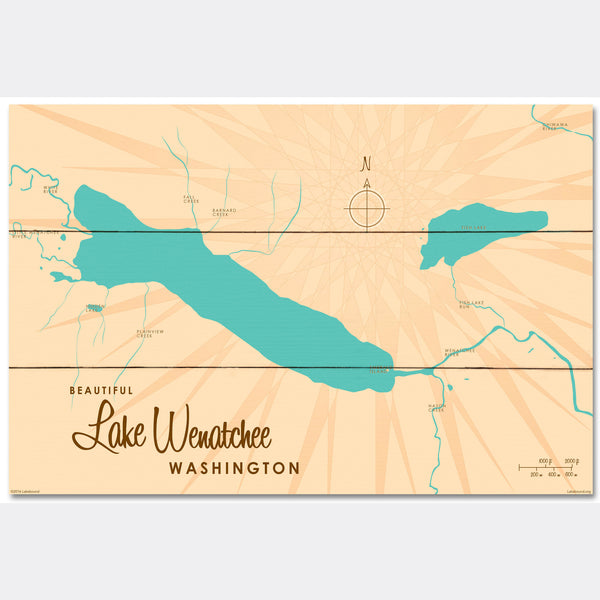 Lake Wenatchee Washington, Wood Sign Map Art