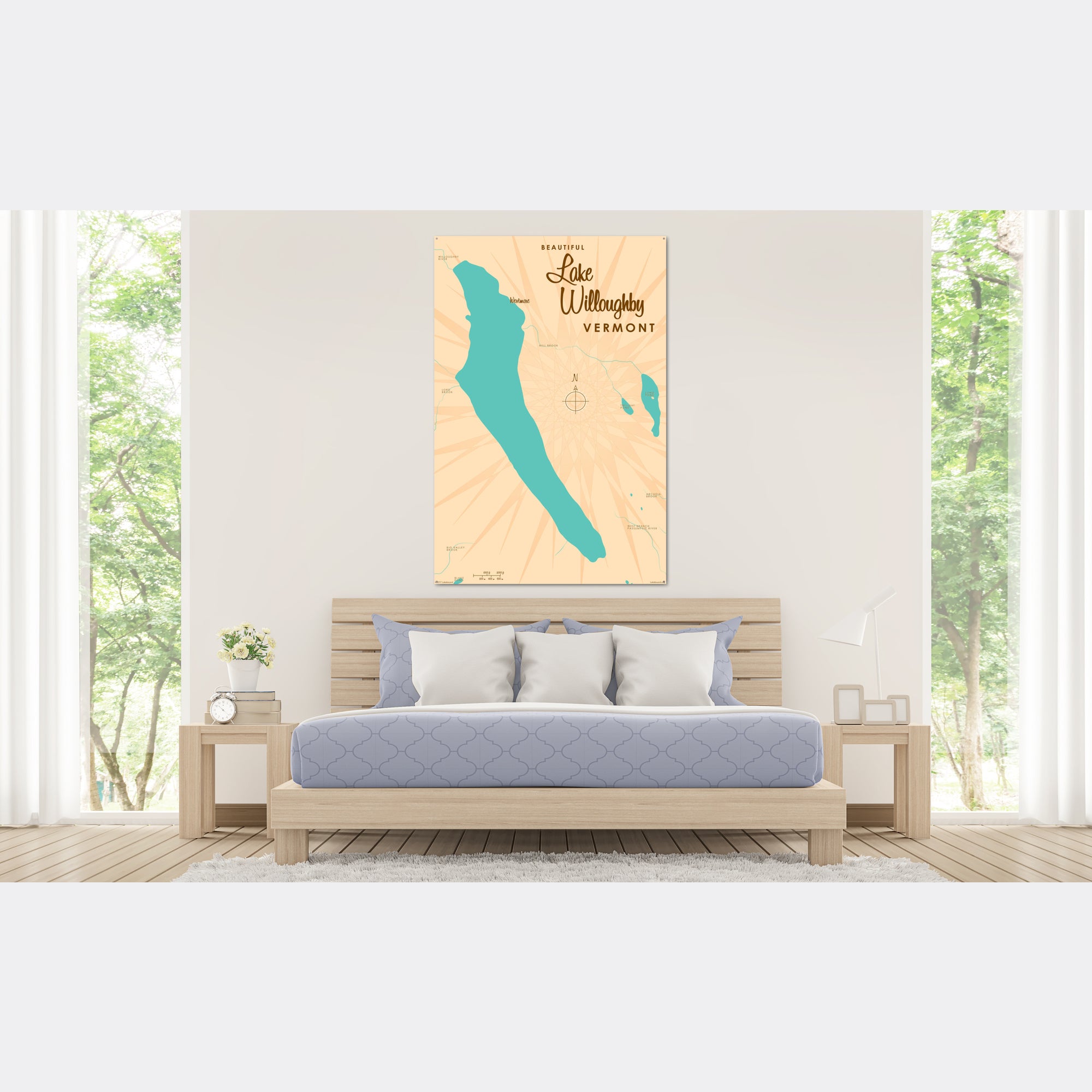 Lake Willoughby Vermont, Metal Sign Map Art