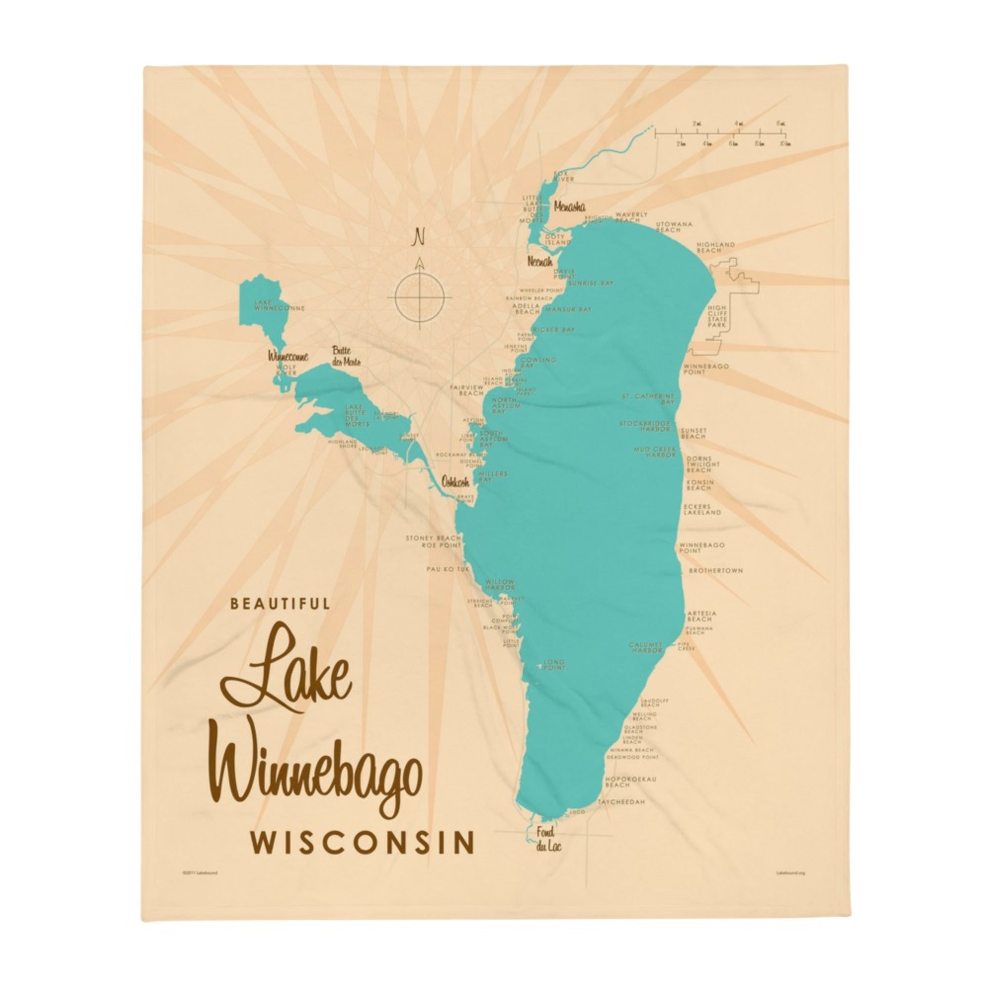 Lake Winnebago Wisconsin Throw Blanket