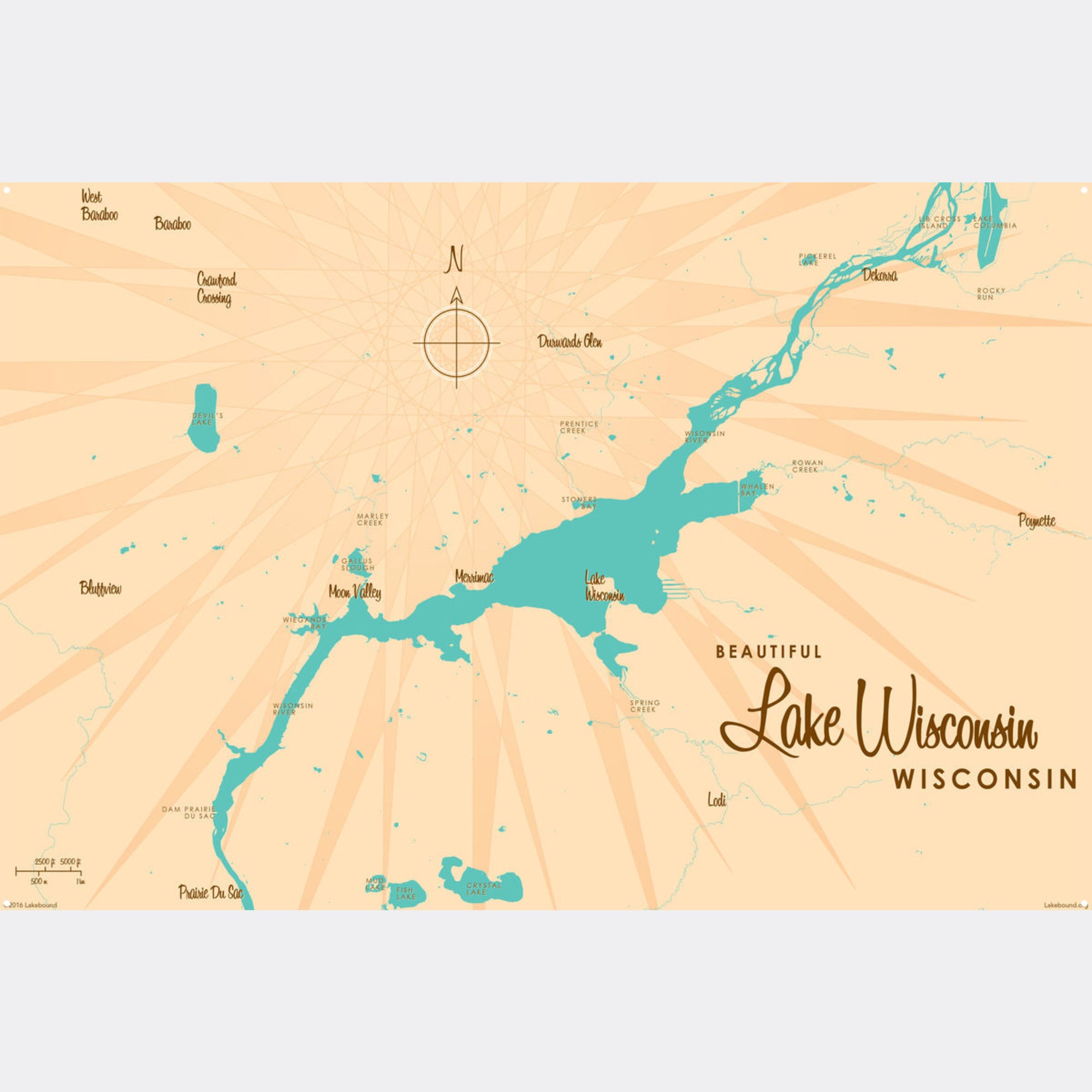 Lake Wisconsin Wisconsin, Metal Sign Map Art