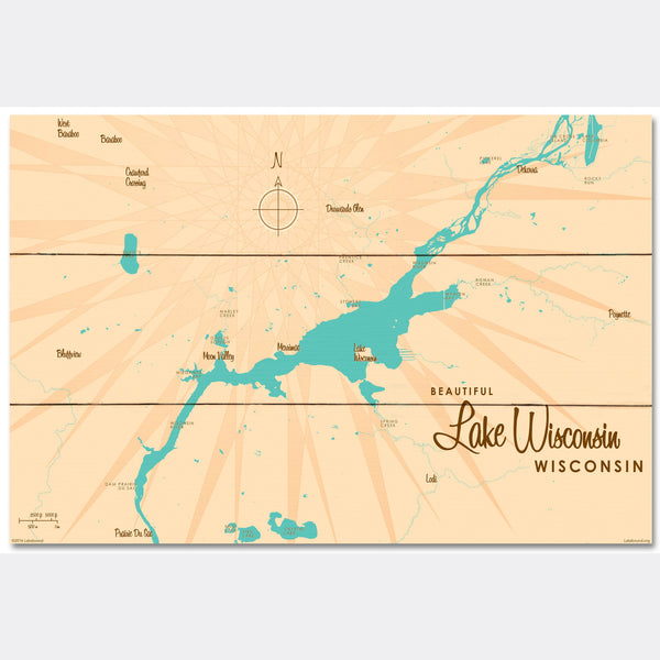 Lake Wisconsin Wisconsin, Wood Sign Map Art