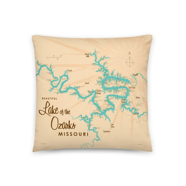 Lake of the Ozarks Missouri (with Mile Markers) Pillow