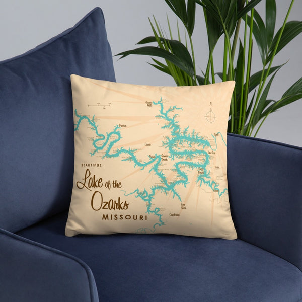 Lake of the Ozarks Missouri (with Mile Markers) Pillow
