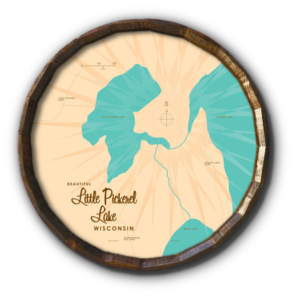 Little Pickerel Lake Wisconsin, Barrel End Map Art