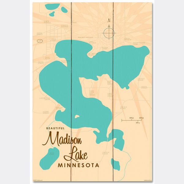 Madison Lake Minnesota, Wood Sign Map Art
