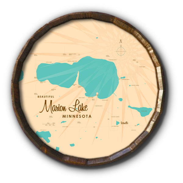 Marion Lake Minnesota, Barrel End Map Art