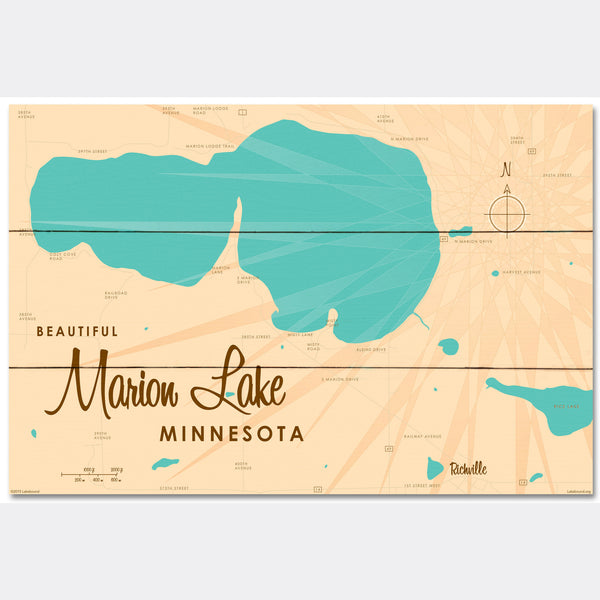 Marion Lake Minnesota, Wood Sign Map Art