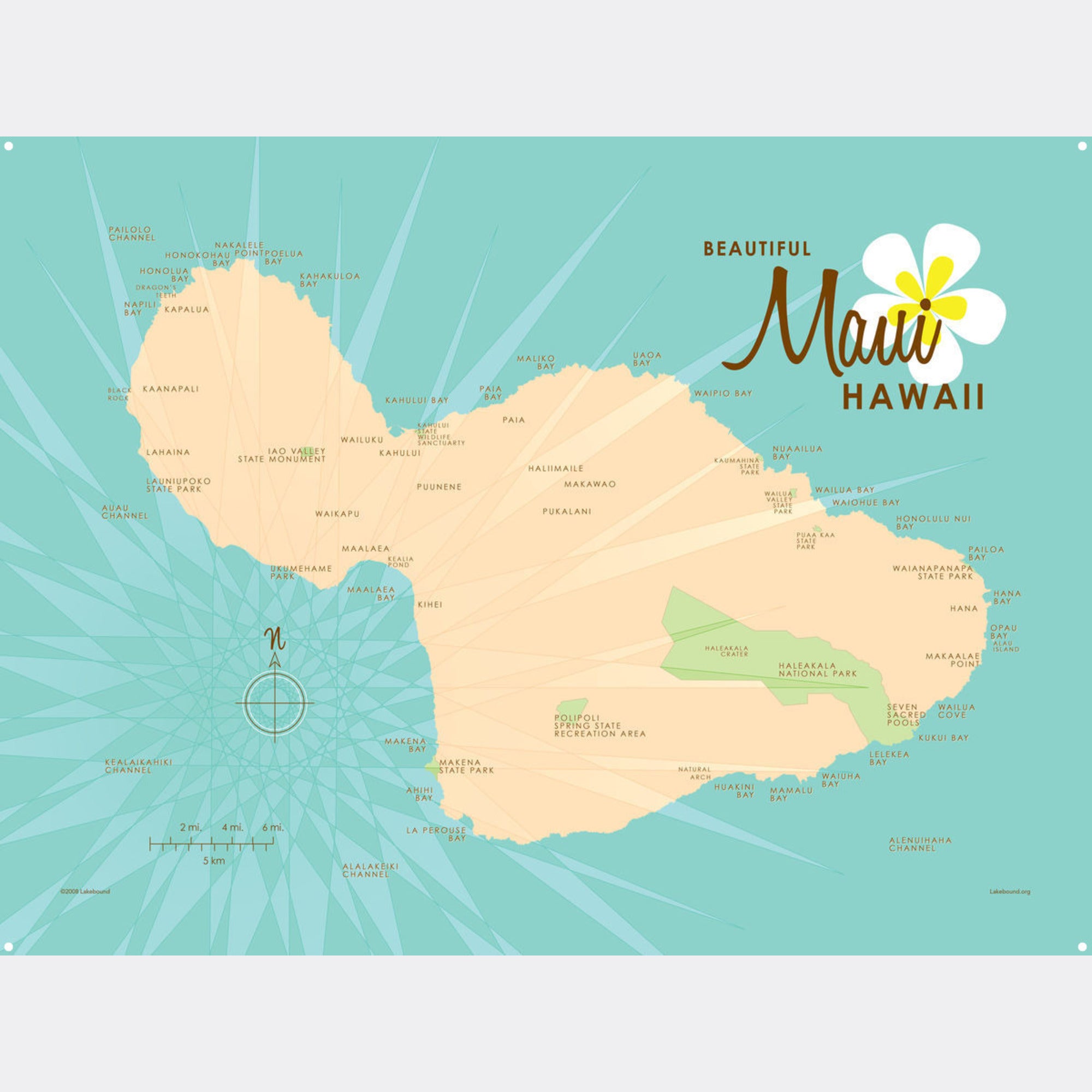 Maui Hawaii, Metal Sign Map Art