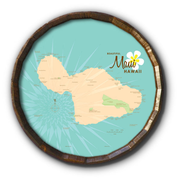Maui, Barrel End Map Art