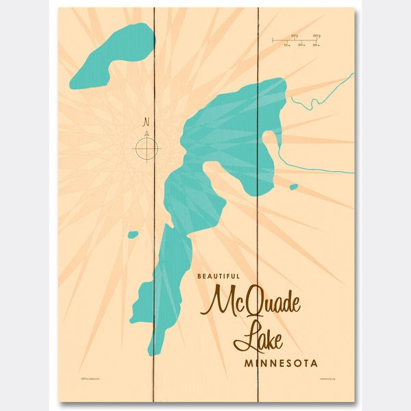 McQuade Lake Minnesota, Wood Sign Map Art