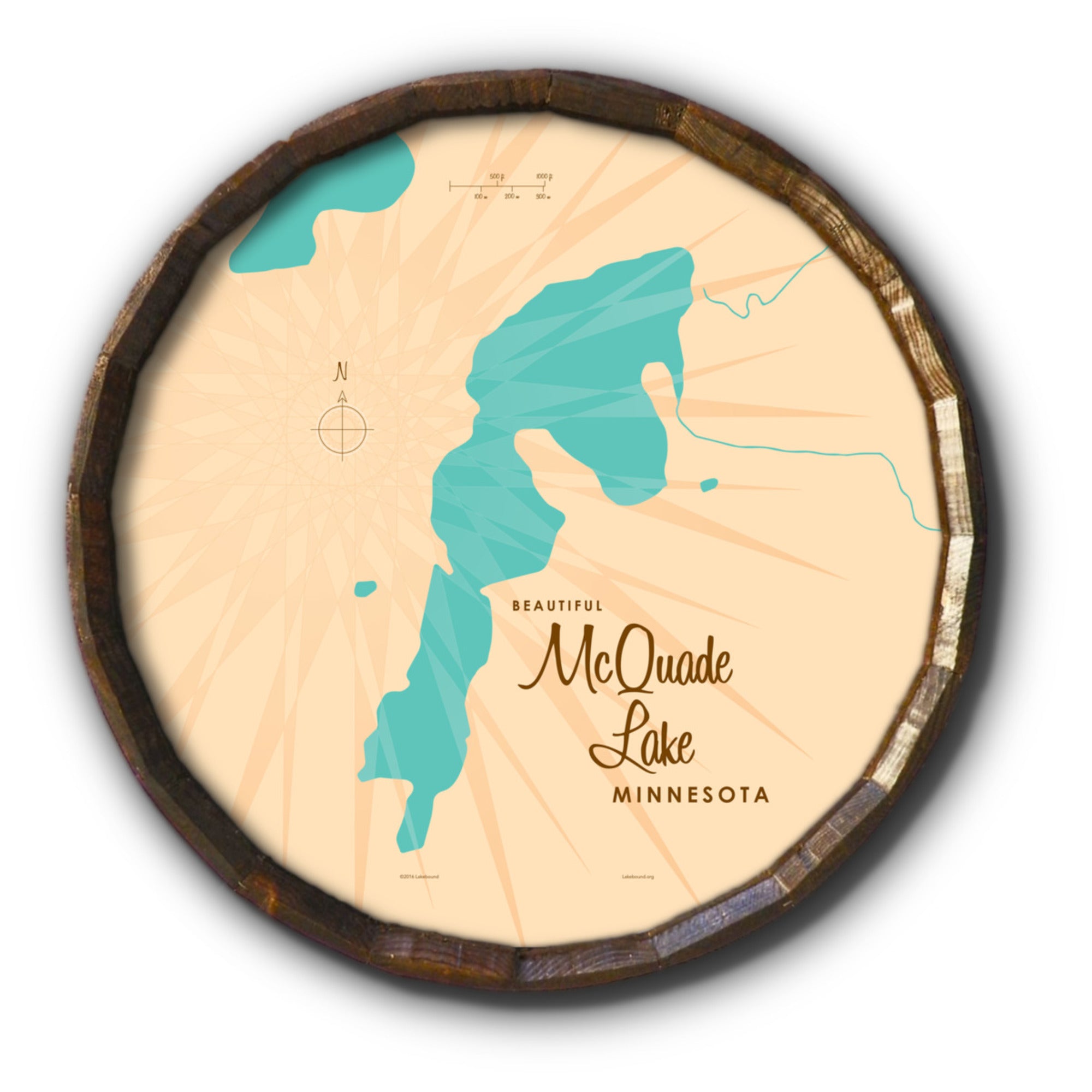 McQuade Lake Minnesota, Barrel End Map Art