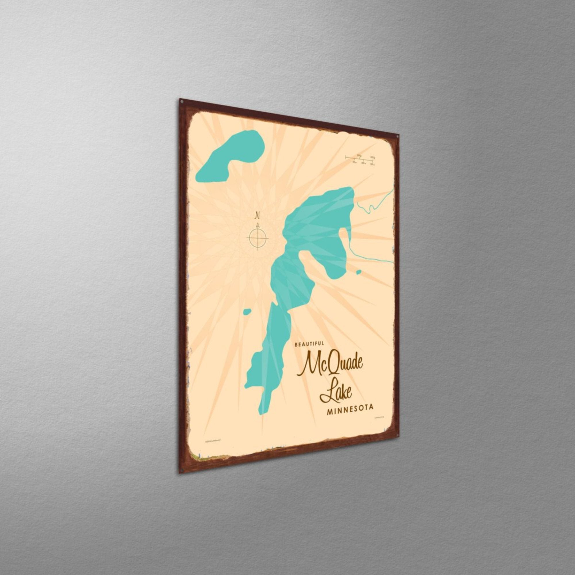 McQuade Lake Minnesota, Rustic Metal Sign Map Art