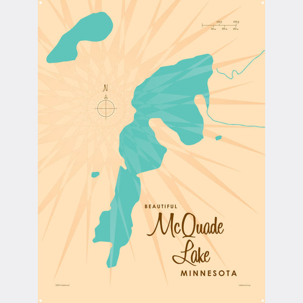 McQuade Lake Minnesota, Metal Sign Map Art