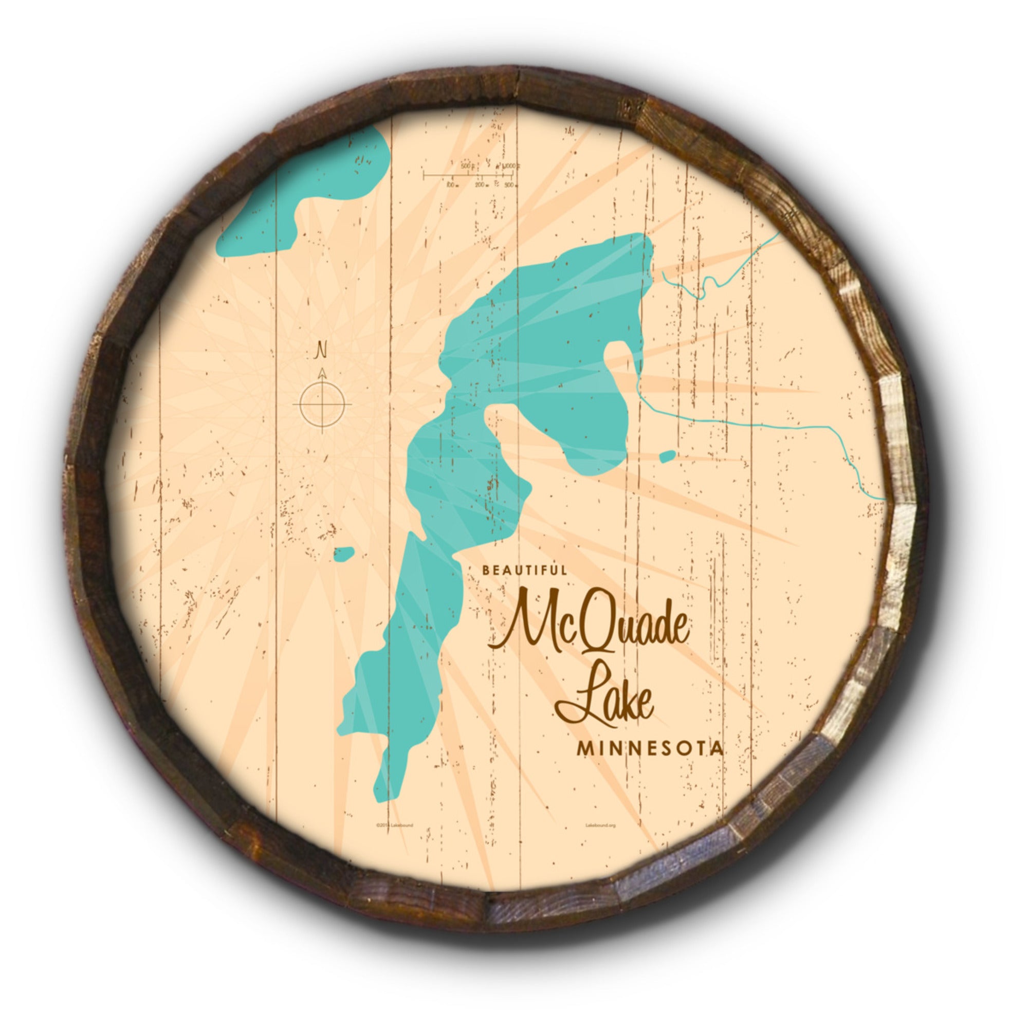 McQuade Lake Minnesota, Rustic Barrel End Map Art