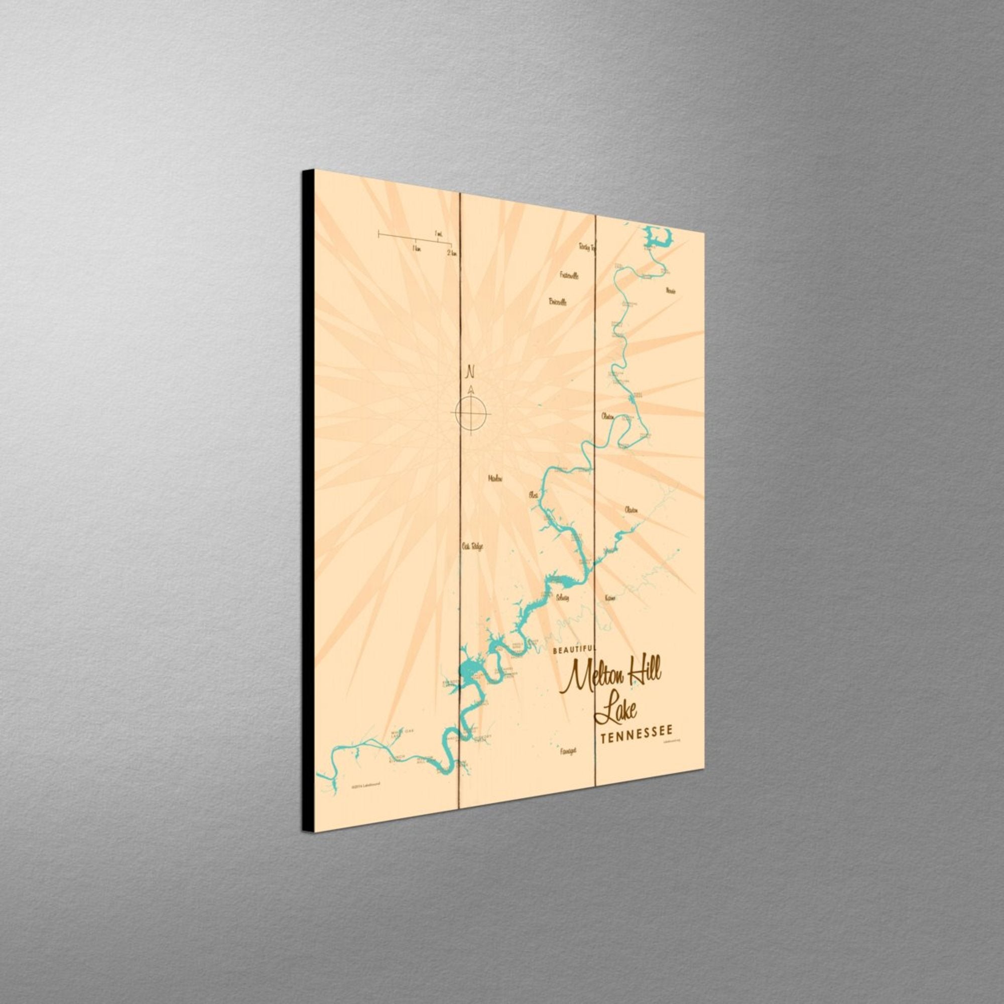 Melton Hill Lake Tennessee, Wood Sign Map Art