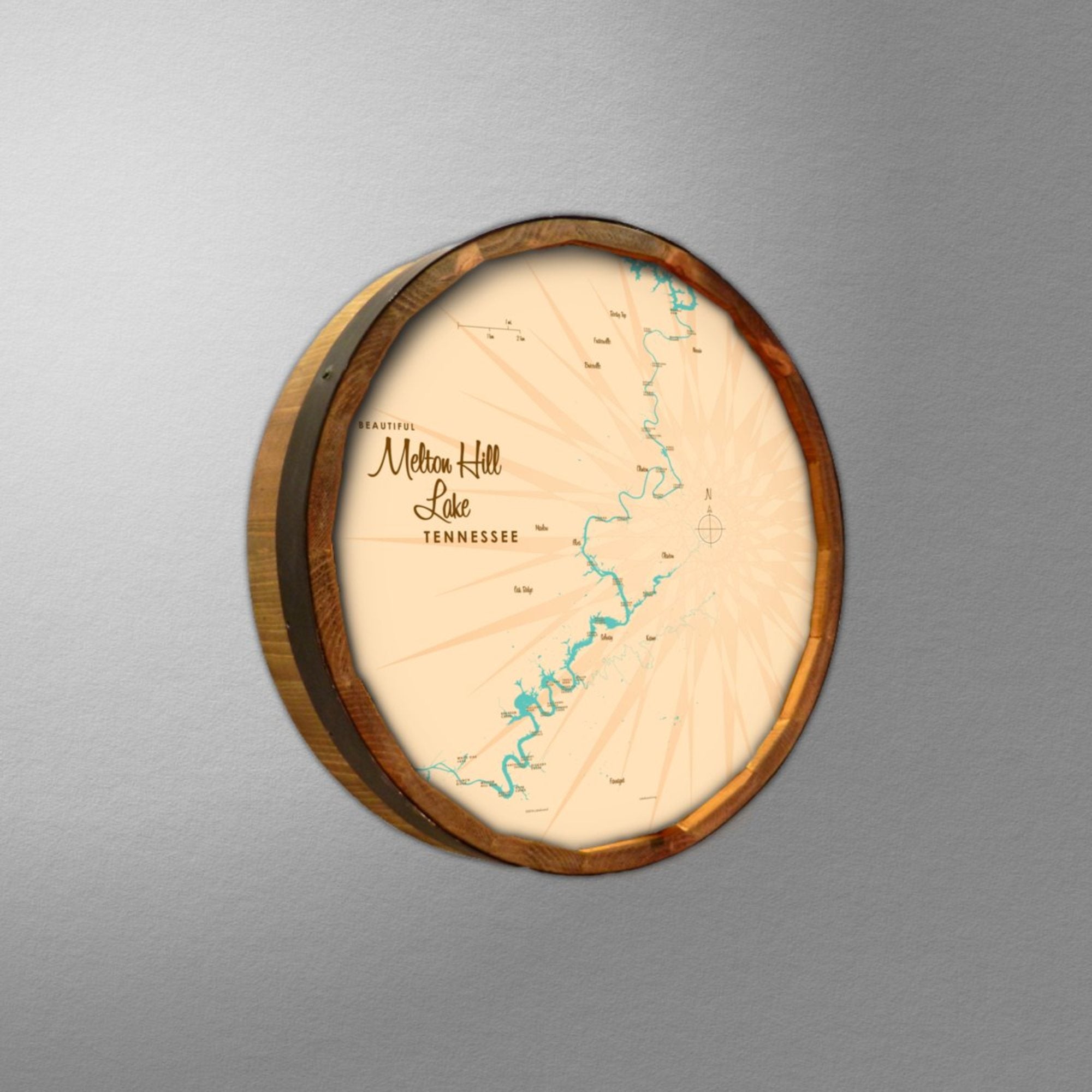 Melton Hill Lake Tennessee, Barrel End Map Art