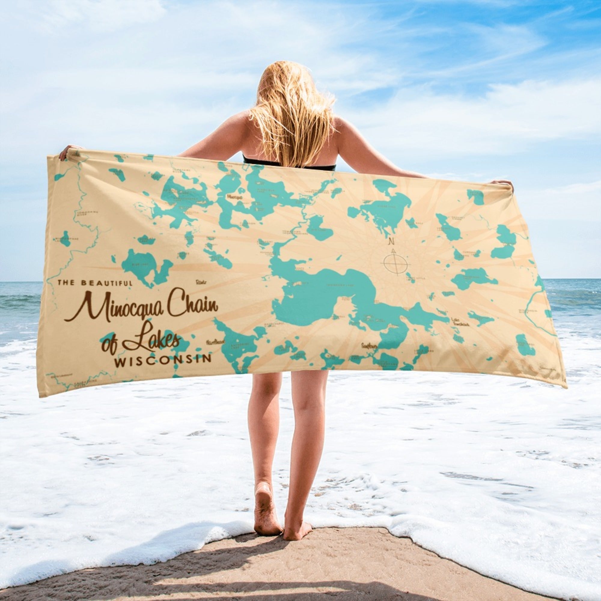 Minocqua Chain of Lakes Wisconsin Beach Towel