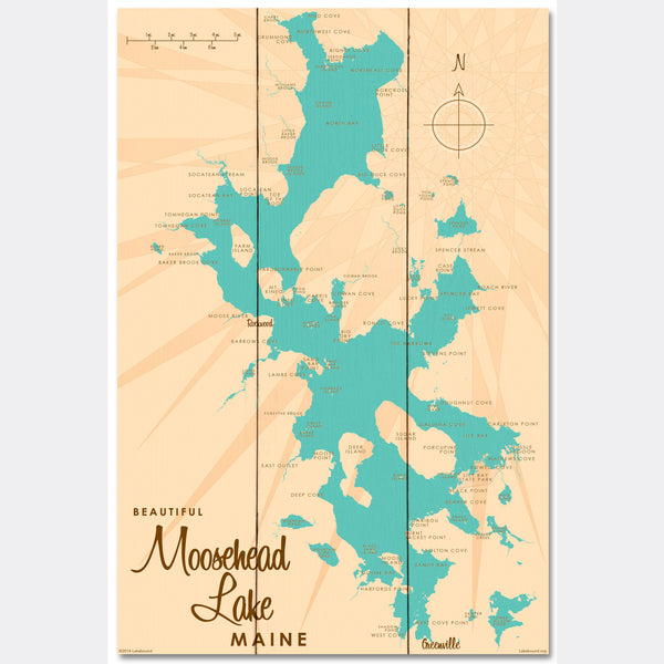 Moosehead Lake Maine, Wood Sign Map Art