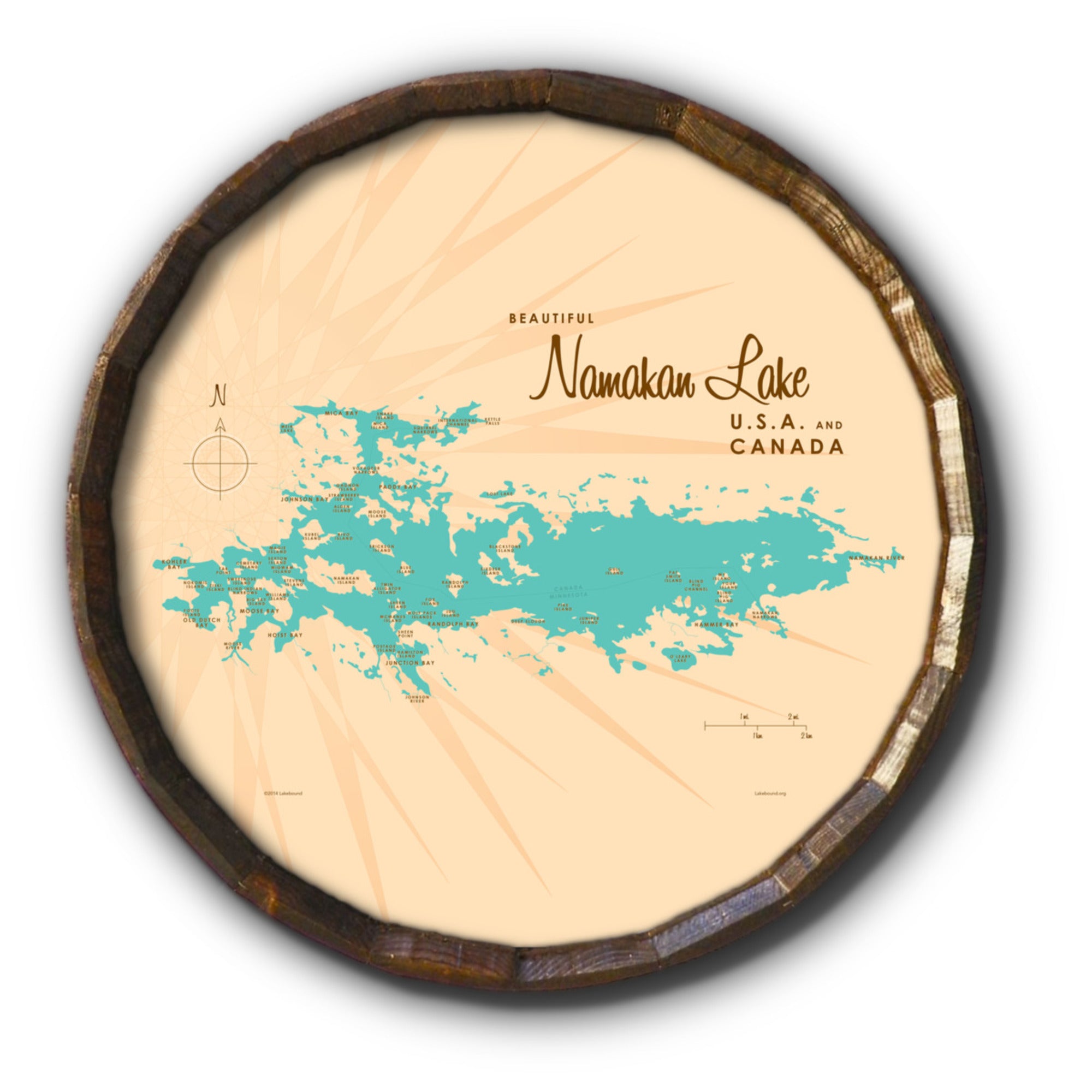 Namakan Lake Minnesota, Barrel End Map Art