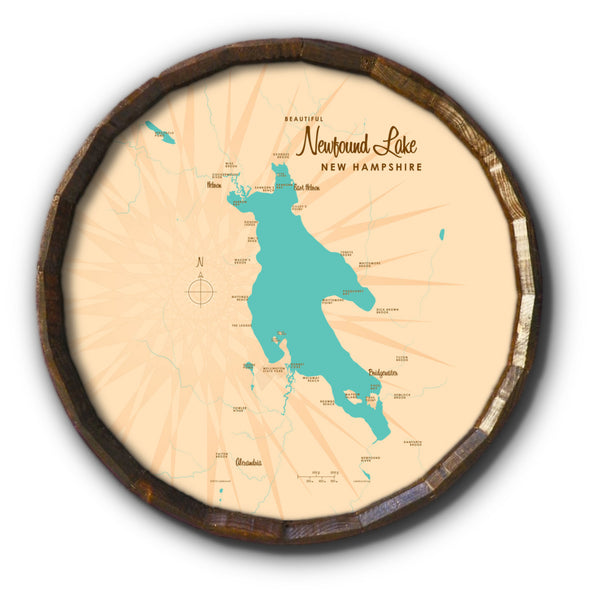 Newfound Lake New Hampshire, Barrel End Map Art