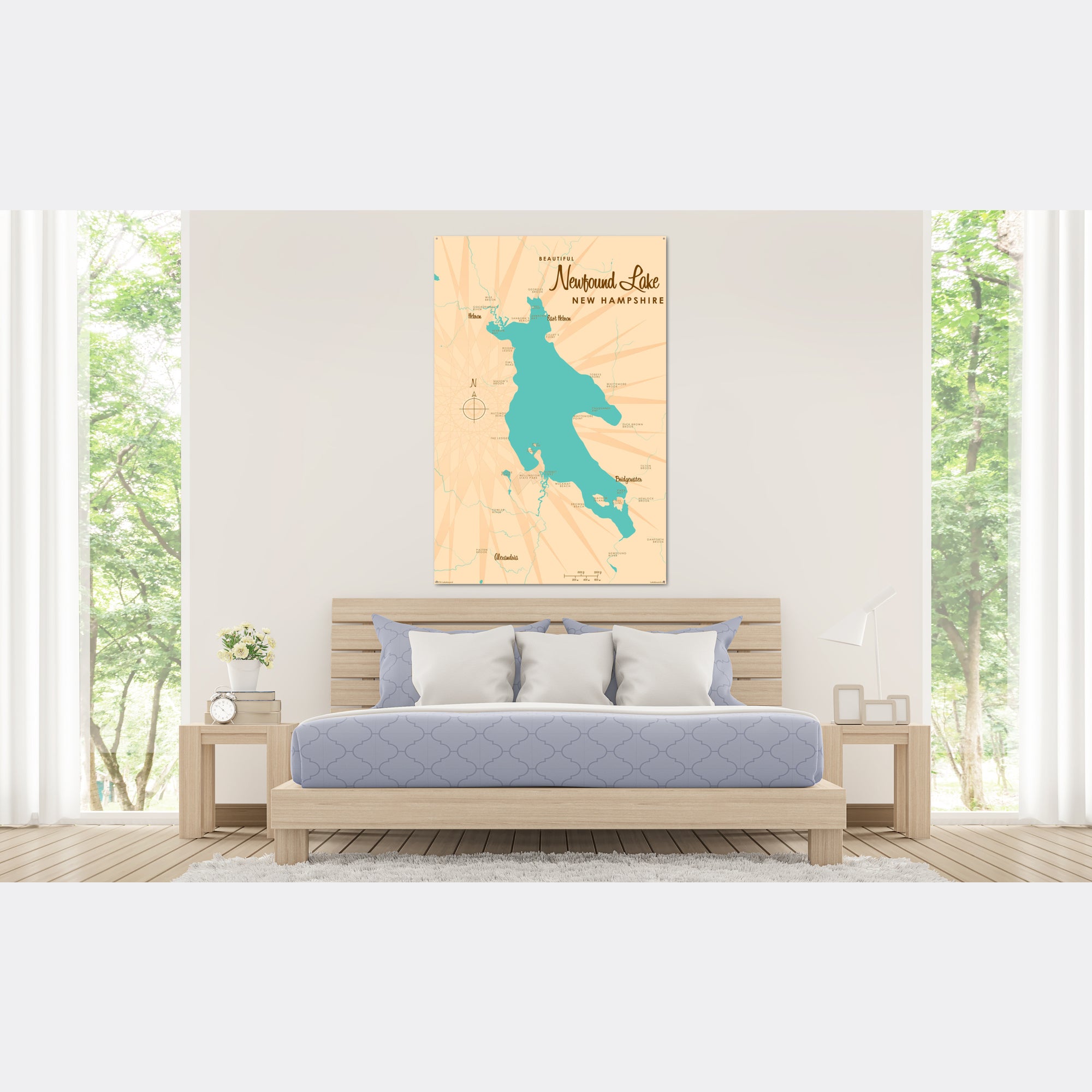 Newfound Lake New Hampshire, Metal Sign Map Art