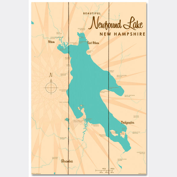 Newfound Lake New Hampshire, Wood Sign Map Art