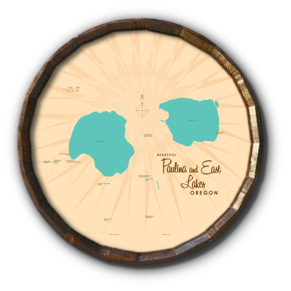 Paulina & East Lakes Oregon, Barrel End Map Art