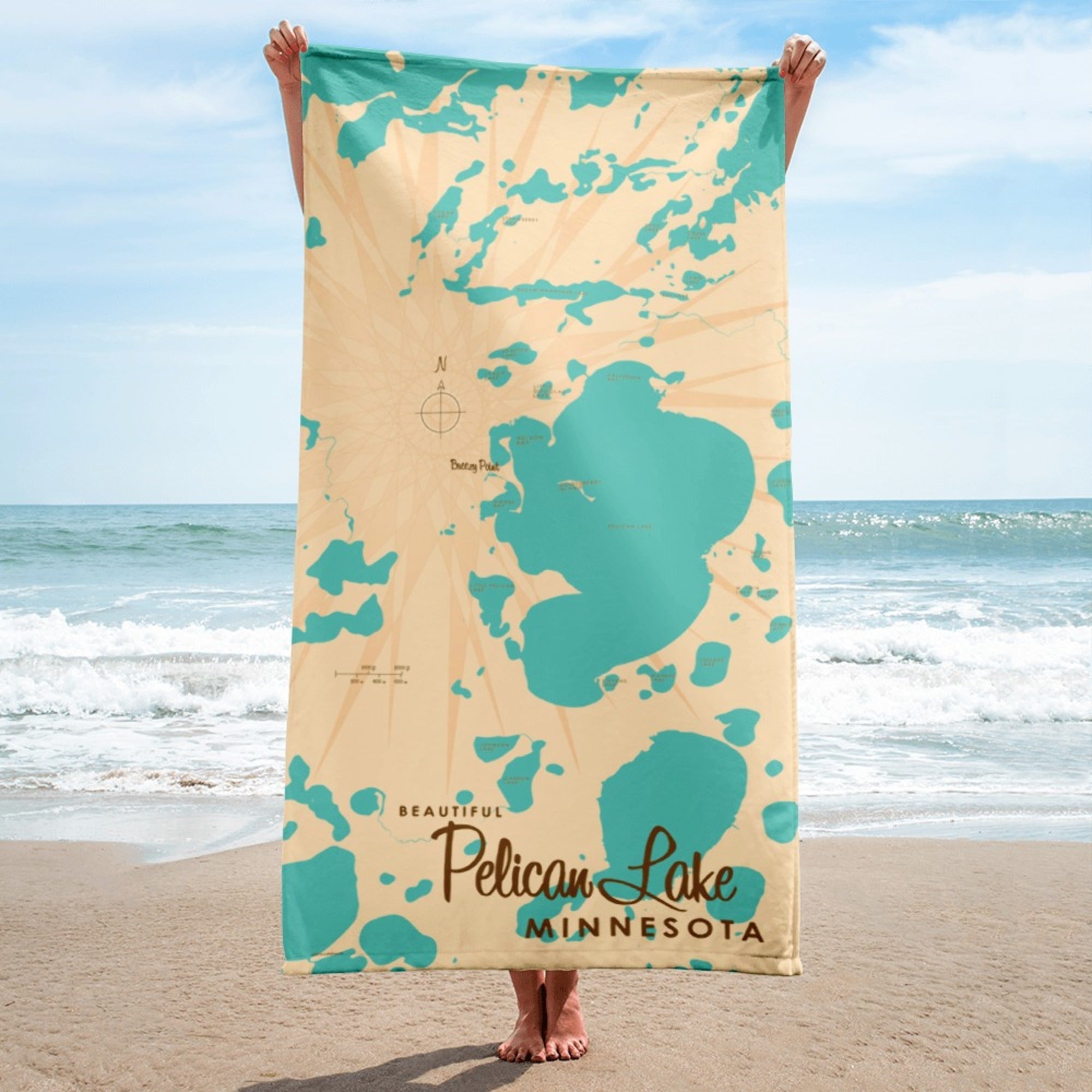 Pelican Lake Minnesota (Crow Wing County)  Beach Towel