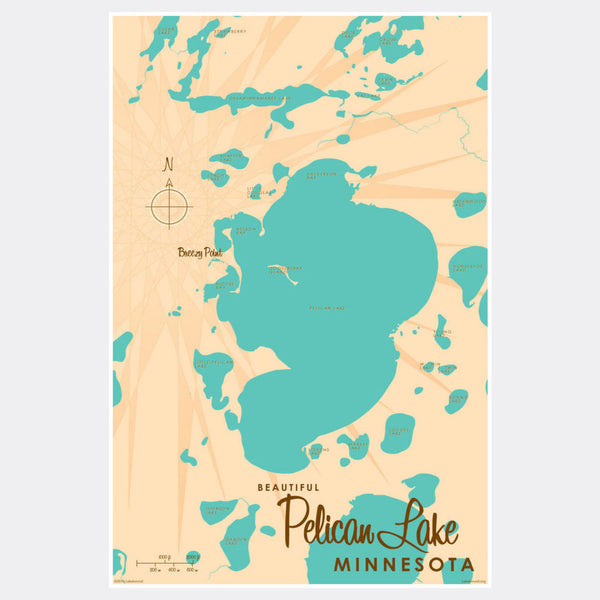 Pelican Lake Crow Wing County Minnesota, Paper Print