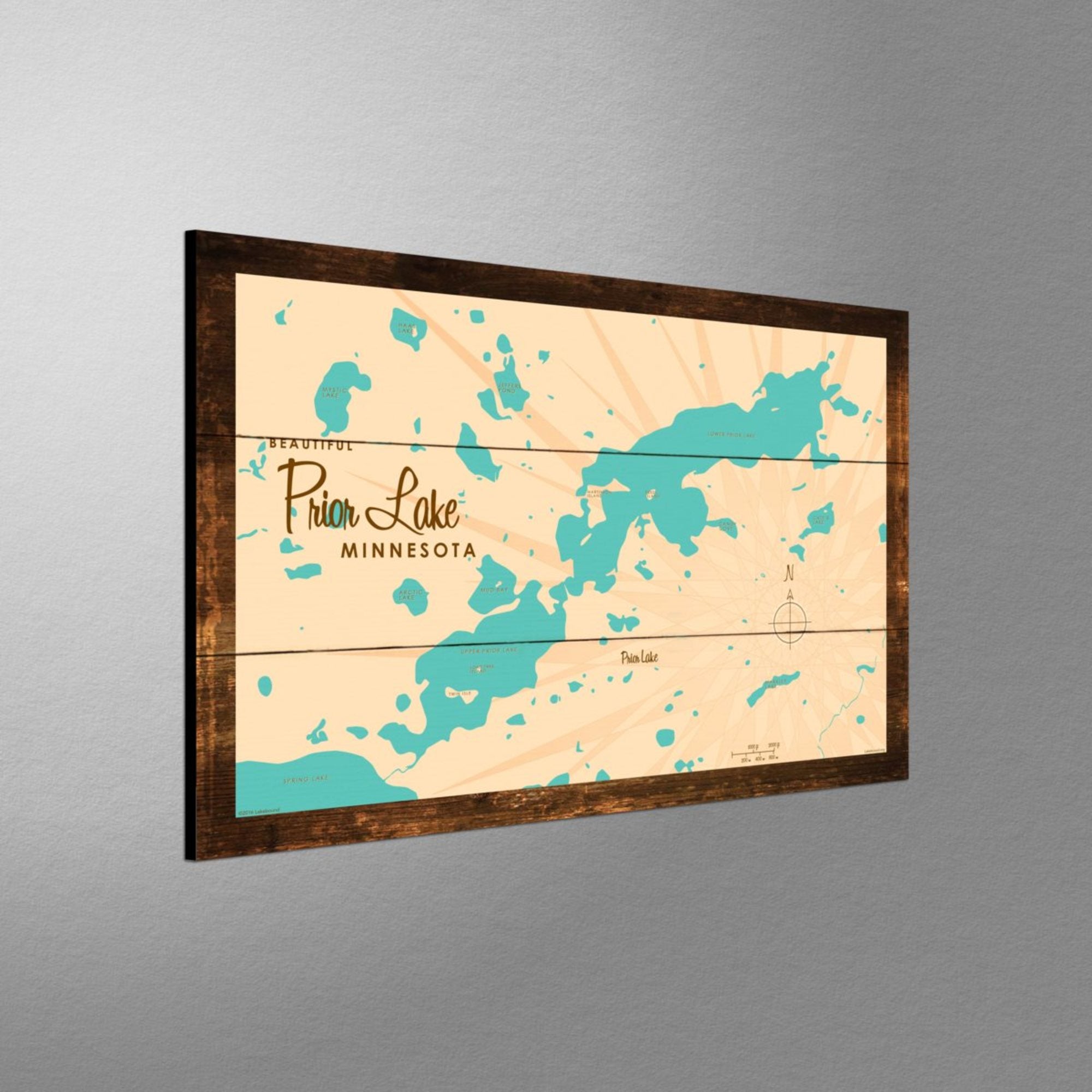 Prior Lake Minnesota, Rustic Wood Sign Map Art