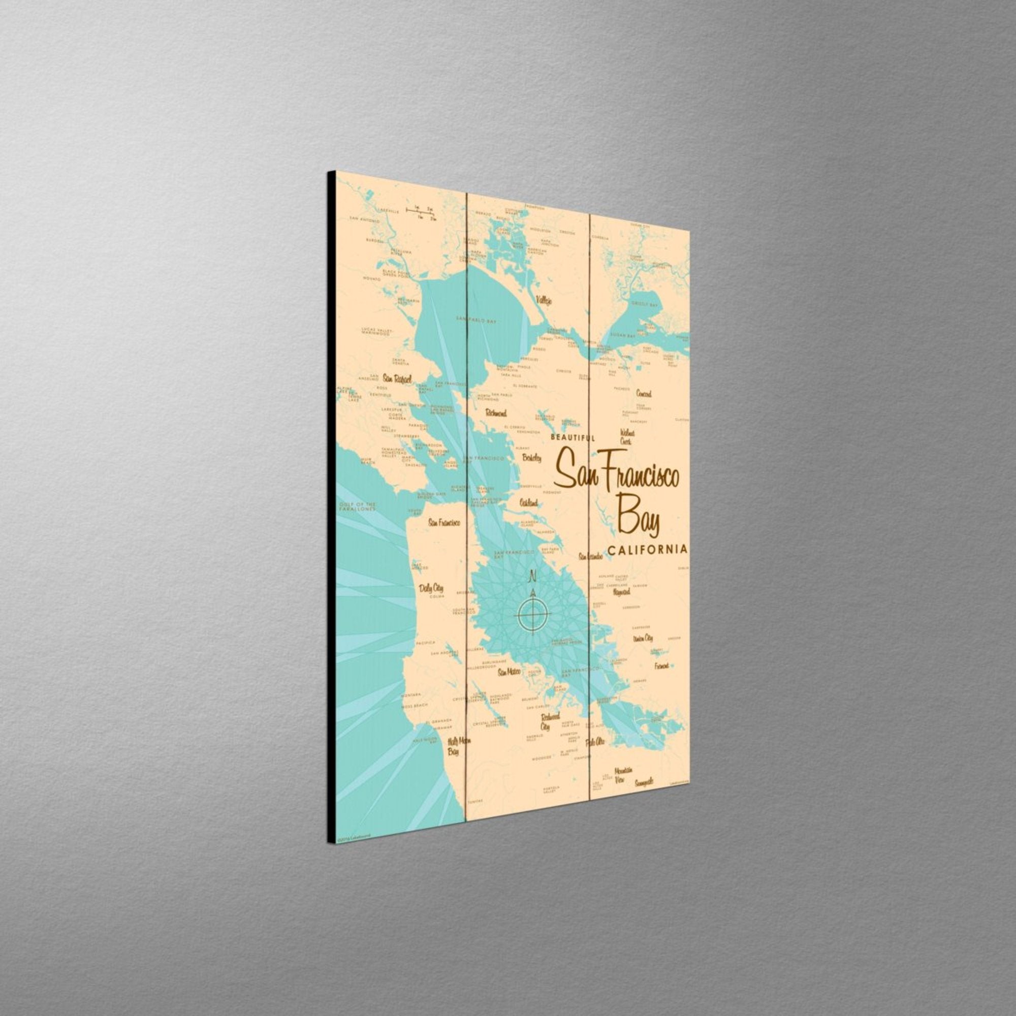 San Francisco Bay California, Wood Sign Map Art