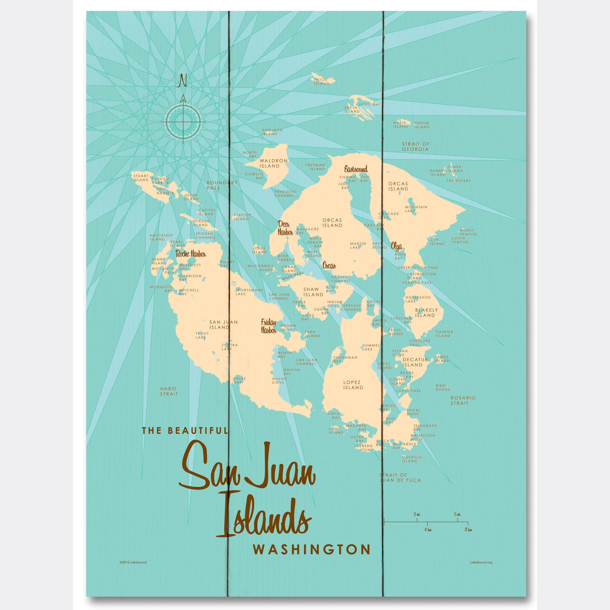 San Juan Islands Washington, Wood Sign Map Art