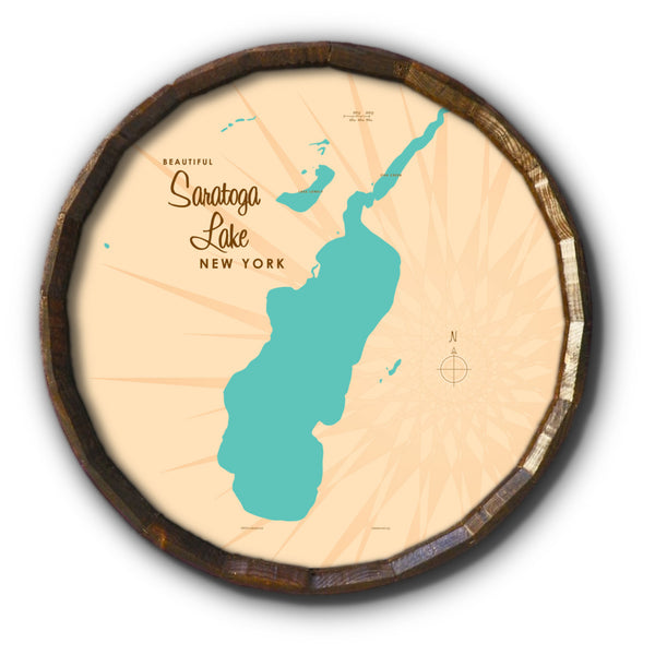 Saratoga Lake New York, Barrel End Map Art