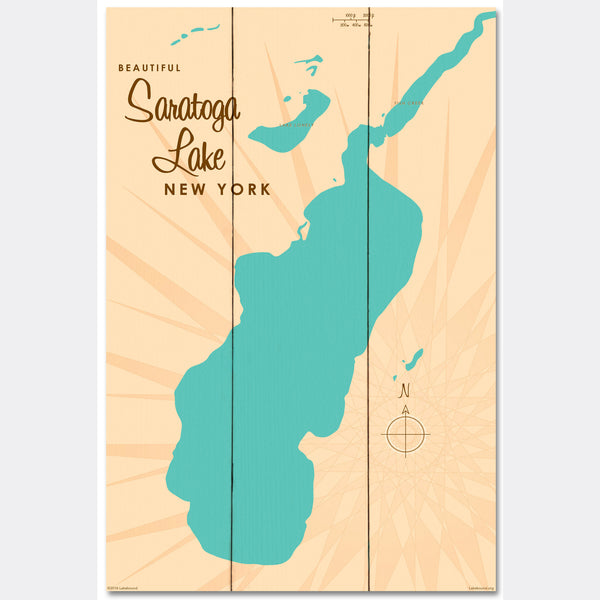 Saratoga Lake New York, Wood Sign Map Art
