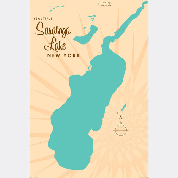 Saratoga Lake New York, Metal Sign Map Art