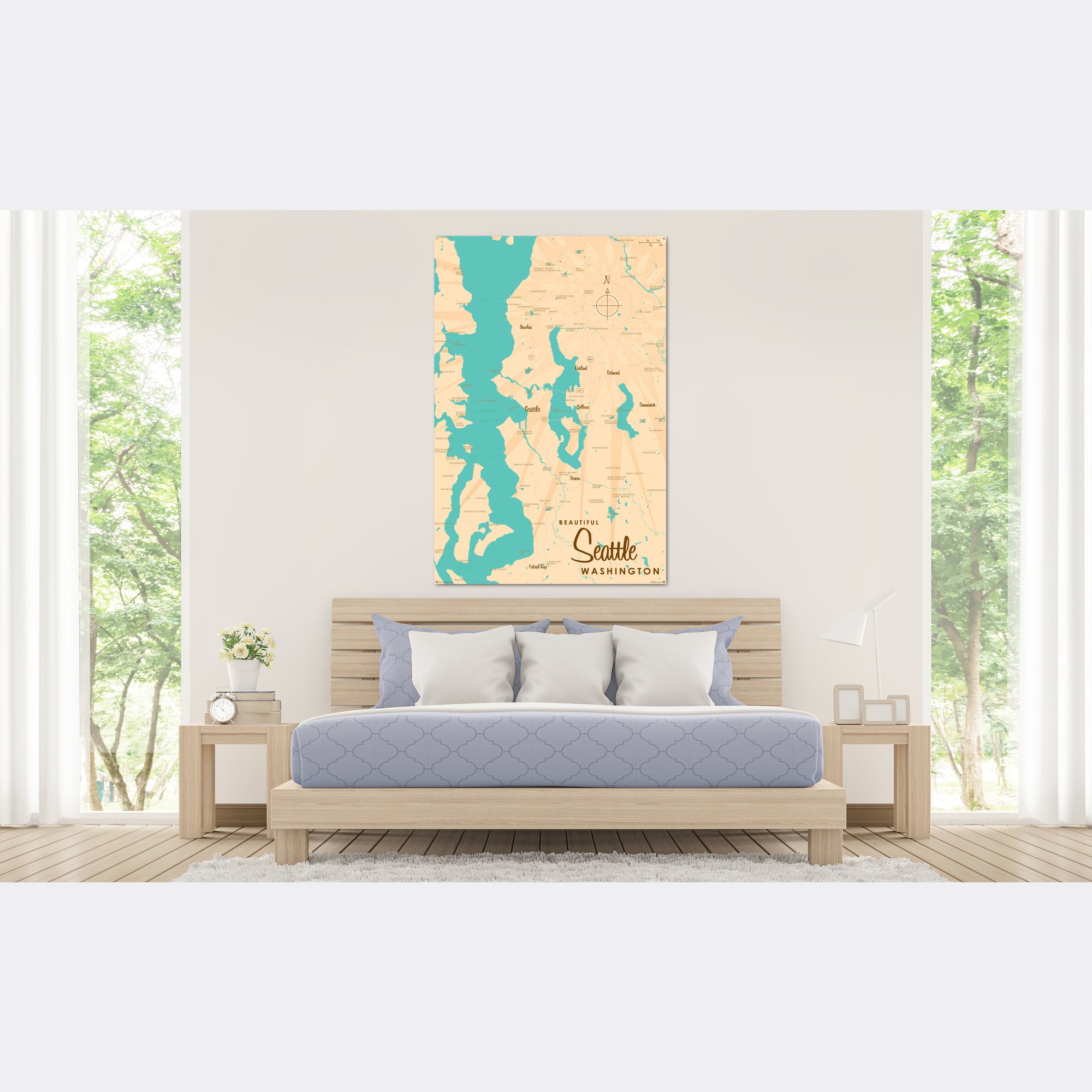 Seattle Washington, Metal Sign Map Art